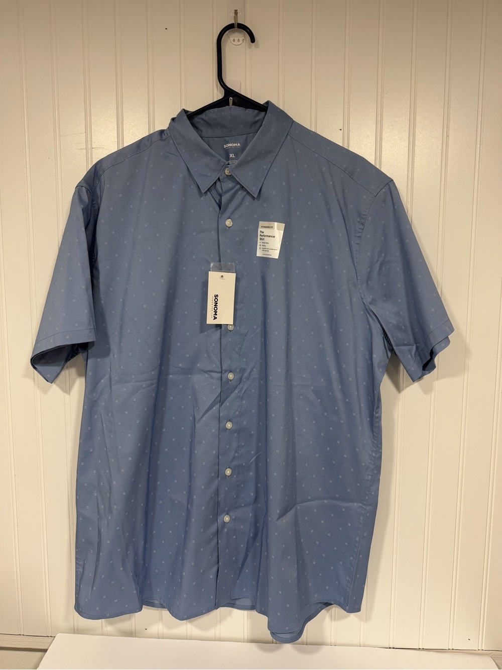 Men’s Xl Sonoma Short-Sleeve Button-Up Shirt in Light Blue